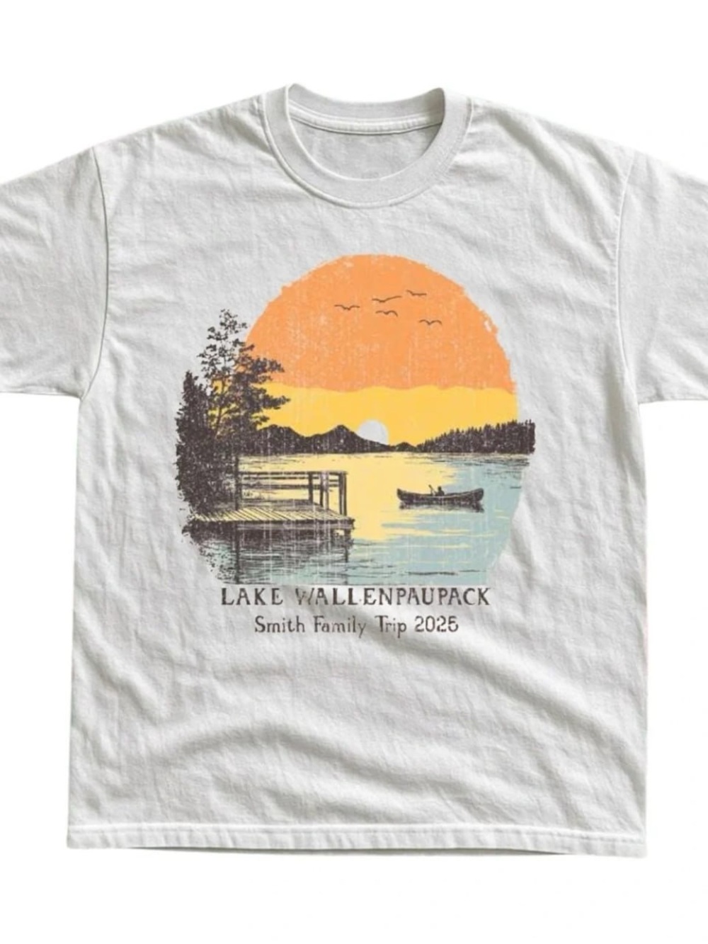 White Lake Wallenpaupack Graphic Tee with Orange Sunset